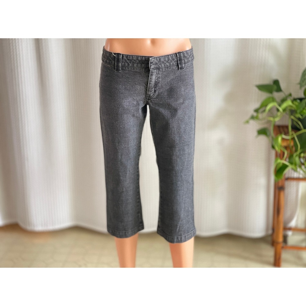 Vintage Y2K Hurley Low Rider Gray Denim Capri Pants Indie Grunge Junior Size 5 - Picture 2 of 7